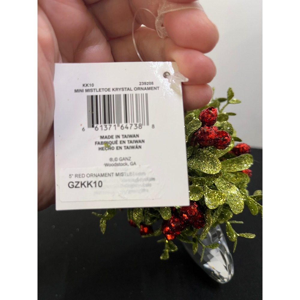 Ganz Kissing Krystals Mistletoe Ornament Classic Red 5 Inch GZKK10 New With Tags - Picture 7 of 8